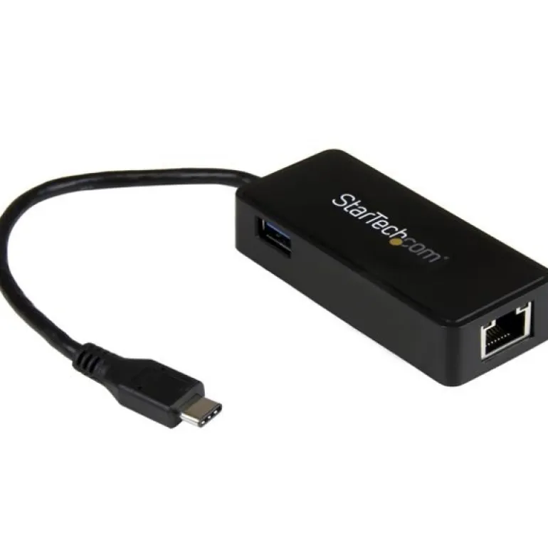 Adaptador de Red Startech Adaptador USB 3.1 Type-C a Ethernet + Puerto USB Negro