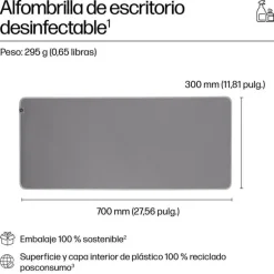 Alfombrilla HP 200 Sanitizable 700x300 mm Gris