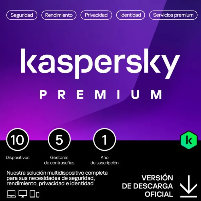 Antivirus Kaspersky Premium 10 Dispositivos 1 Año