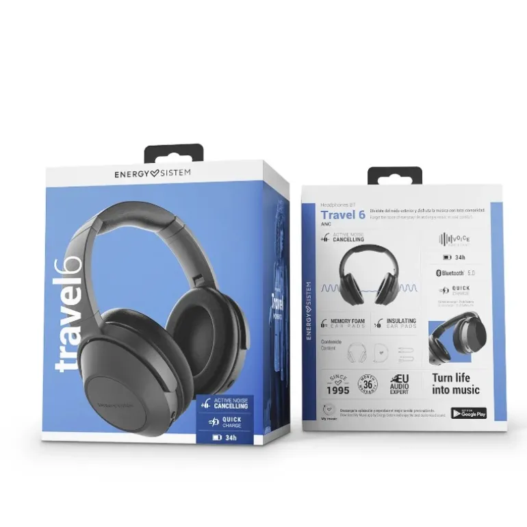 Auriculares Energy Sistem Travel 6 Bluetooth 5.0 Negro