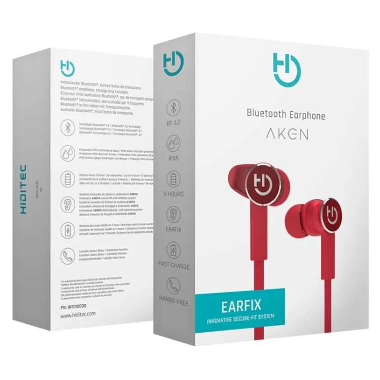 Auriculares Hiditec AKEN Bluetooth Micrófono Rojo