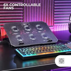 Base Mars Gaming MNBC23 Refrigeradora Con Ventiladores Y Soporte Smartphone Para Portátiles 16" Negro