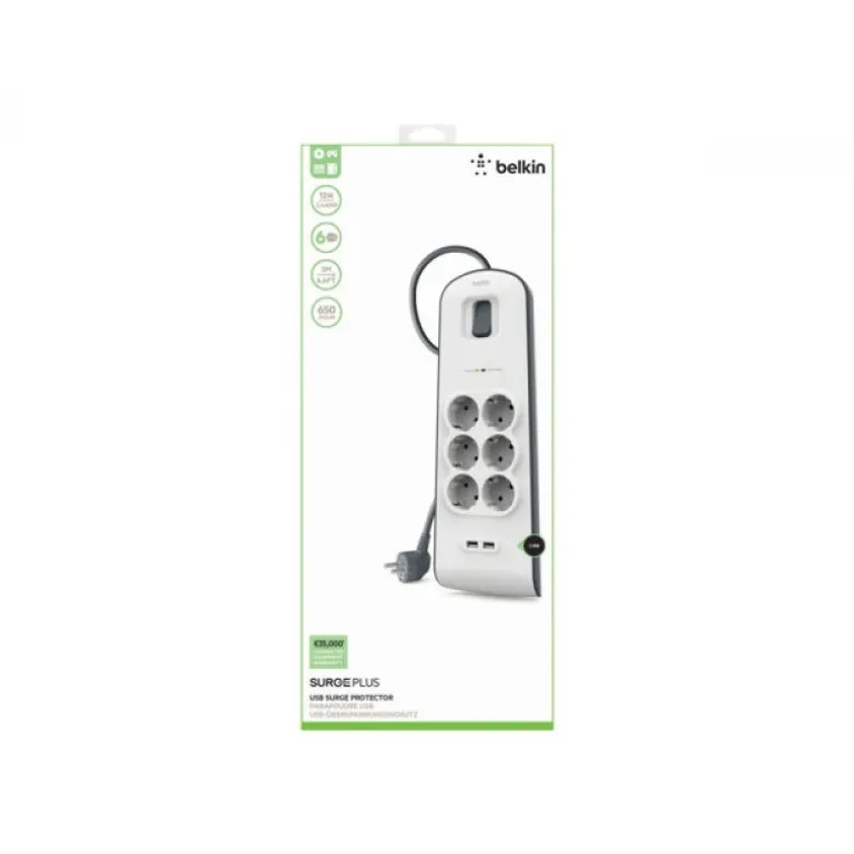 Belkin SurgeMaster 6xPotencia / 2xUSB A - Regleta
