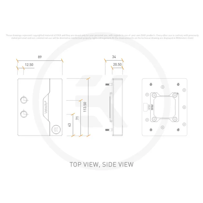 Bloque CPU EKWB EK-Quantum Velocity2 DRGB AM5 Níquel/Satin Titanium