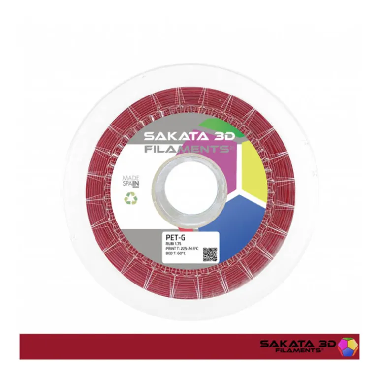 Bobina Sakata 3D Filamento PETG 1.75mm 1Kg Rubí