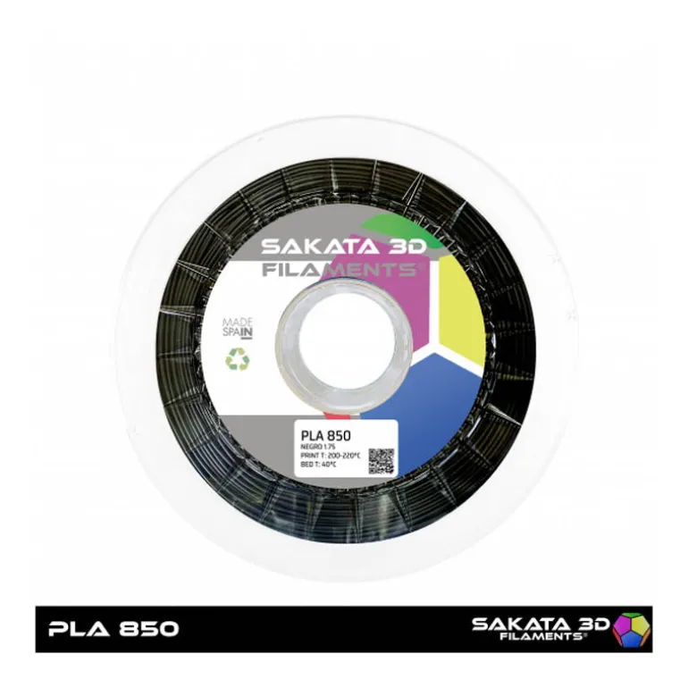 Bobina Sakata 3D Filamento PLA 850 1.75mm 1Kg Negro