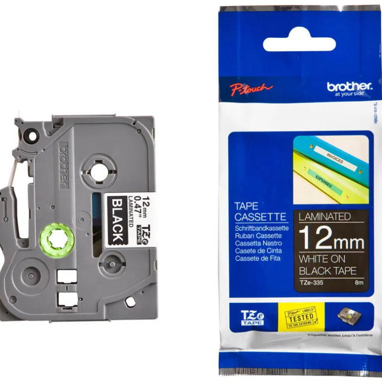 Brother TZ-335 Negro/Blanco - Cinta 12mm