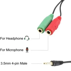 Cable Ewent EC1640 Jack 3.5mm 2 Hembra a 1 Macho