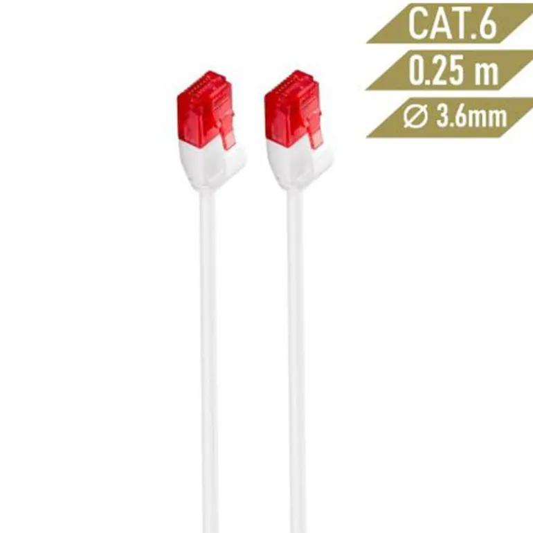 Cable Ewent Latiguillo RJ45 Cat.6 UTP Slim 0.25m Blanco