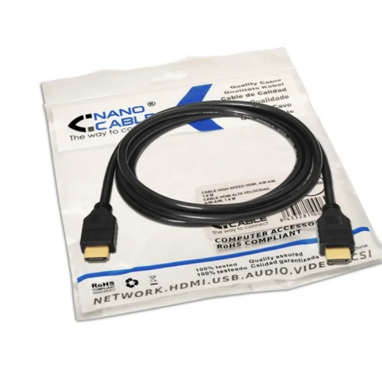 Cable HDMI Nano Cable HDMI Alta Velocidad A/M-A/M Negro 1m