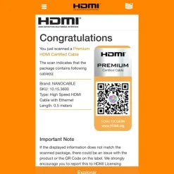 Cable HDMI Nano Cable HDMI V2.0 / HEC 4K@60Hz 18Gbps A/M-A/M Negro 0.5m