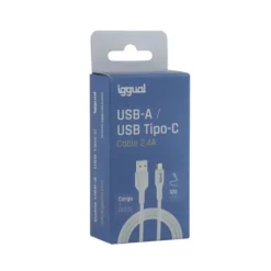 Cable iggual USB A a USB C 1M Blanco