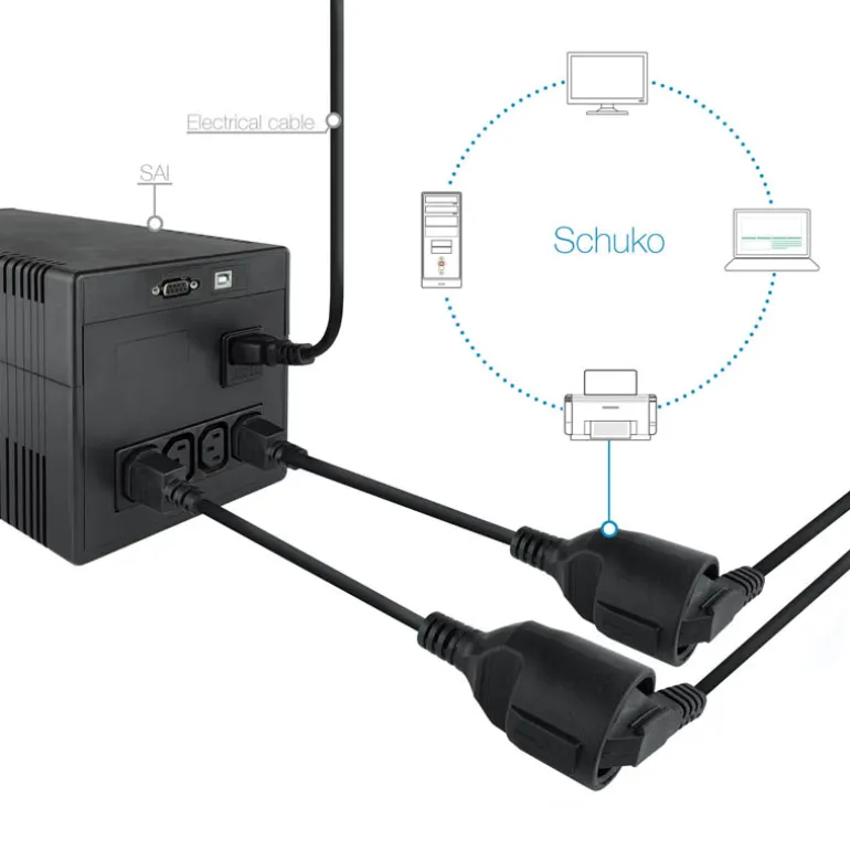 Cable Nano Cable Adaptador C14M a CEE7H 0.25M Negro