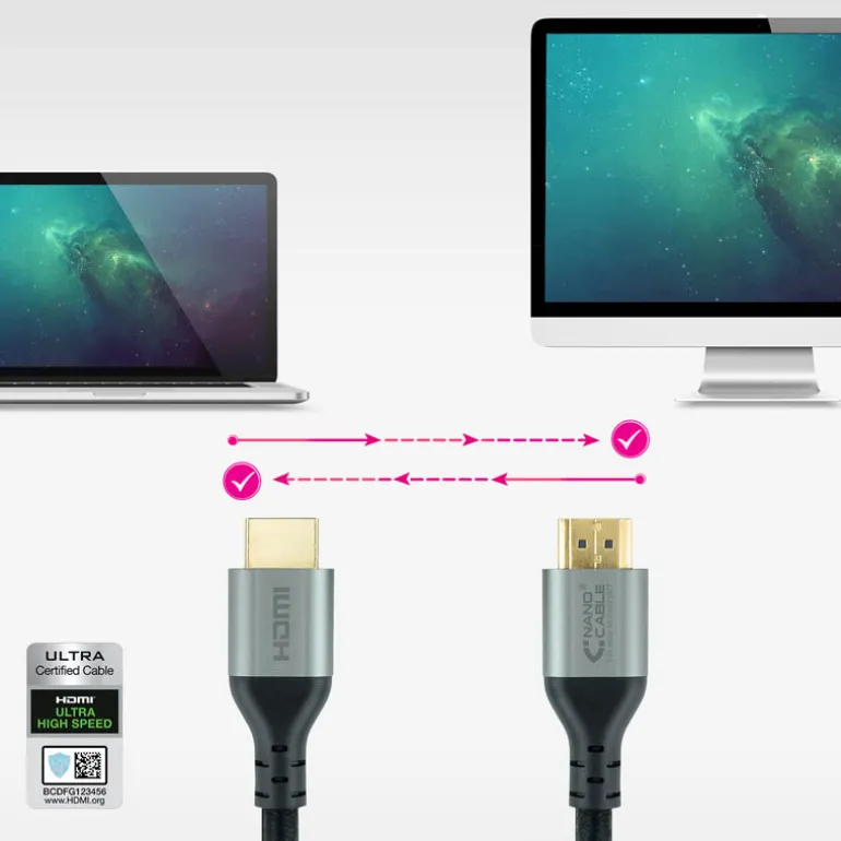 Cable Nanocable HDMI 2.1 Alta Velocidad A-M a A-M 2.0m Negro