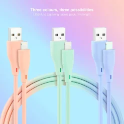 Cable Nanocable Lightning a USB 2.0 1.0m 3U Rosa Azul Verde