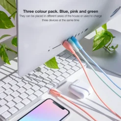 Cable Nanocable Lightning a USB 2.0 1.0m 3U Rosa Azul Verde