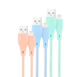 Cable Nanocable Lightning a USB 2.0 Mallado 1.0m 3U Rosa Azul Verde