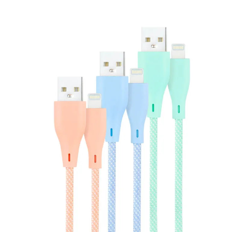 Cable Nanocable Lightning a USB 2.0 Mallado 1.0m 3U Rosa Azul Verde
