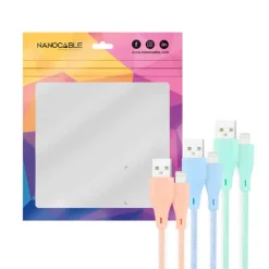Cable Nanocable Lightning a USB 2.0 Mallado 1.0m 3U Rosa Azul Verde