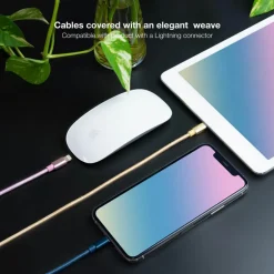 Cable Nanocable Lightning a USB 2.0 Mallado 1.0m 3U Rosa Azul Dorado