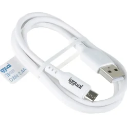 Cable USB iggual USB-A/Micro-USB 100cm Blanco