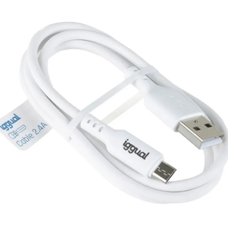 Cable USB iggual USB-A/Micro-USB 100cm Blanco