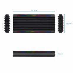 Caja Externa TooQ Shinobi RGB Para SSD M.2 Negro