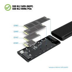 Caja Externa TooQ Shinobi RGB Para SSD M.2 Negro