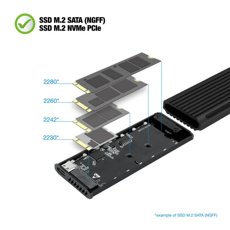 Caja Externa TooQ Shinobi RGB Para SSD M.2 Negro