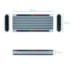 Caja Externa TooQ Shinobi RGB Para SSD M.2 Gris