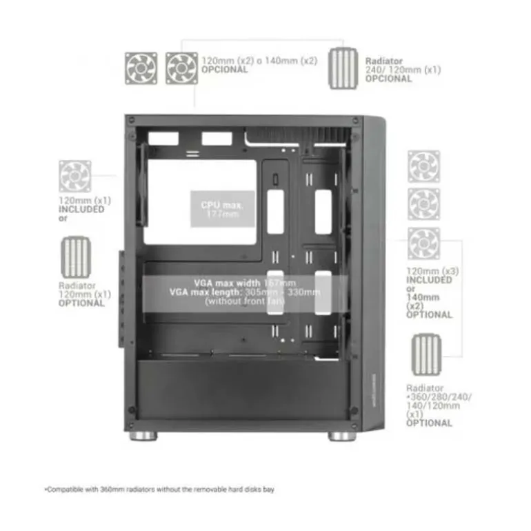 Caja/Torre Mars Gaming MC-3000 Mesh Negro