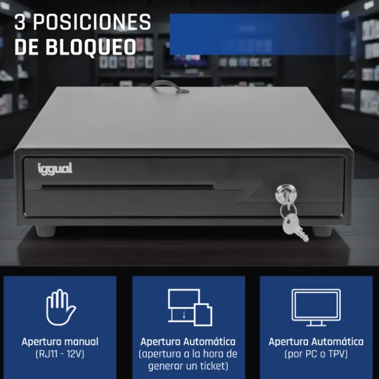 Cajón Portamonedas iggual IRON-10 38cm 4+6 Negro