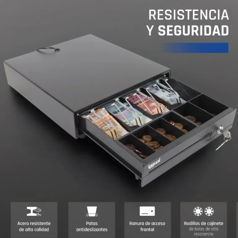 Cajón Portamonedas iggual IRON-10 38cm 4+6 Negro