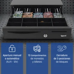 Cajón Portamonedas iggual IRON-50 42cm Negro