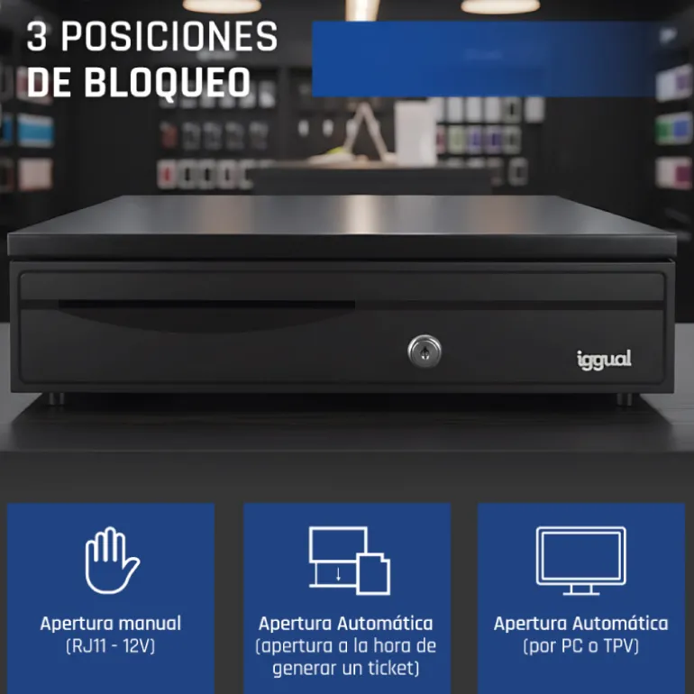 Cajón Portamonedas iggual IRON-30 42cm Negro