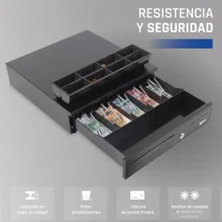 Cajón Portamonedas Iggual IRON-20 42cm Negro