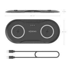 Cargador Aisens Inalámbrico USB-C 2 en 1 Negro