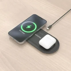 Cargador Aisens Inalámbrico USB-C 2 en 1 Negro