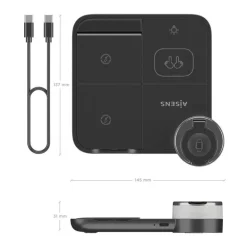 Cargador Aisens Inalámbrico USB-C 4 en 1 Negro