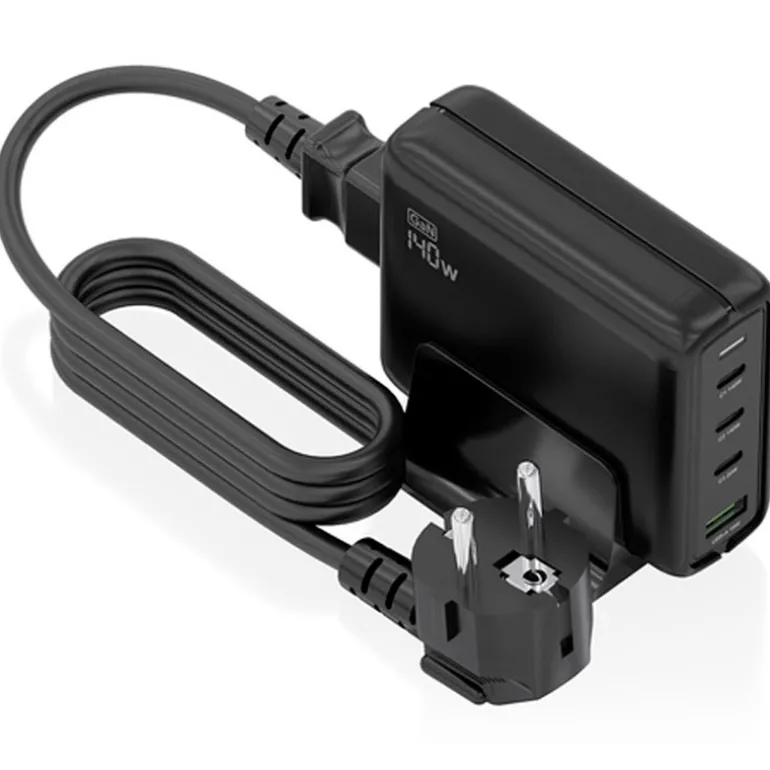 Cargador USB Aisens 140W GaN ASCH-140W4P056-BK (3xUSB-C) PD3.1 QC4.0 QC5.0 + (1xUSB-A) QC3.0 Negro