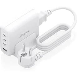 Cargador USB Aisens 140W GaN ASCH-140W4P055-W (3xUSB-C) PD3.1 QC4.0 QC5.0 + (1xUSB-A) QC3.0 Blanco