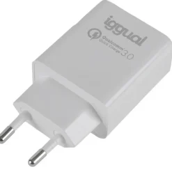 Cargador USB iggual Doble USB QC3.0 + Tipo C PD 20W