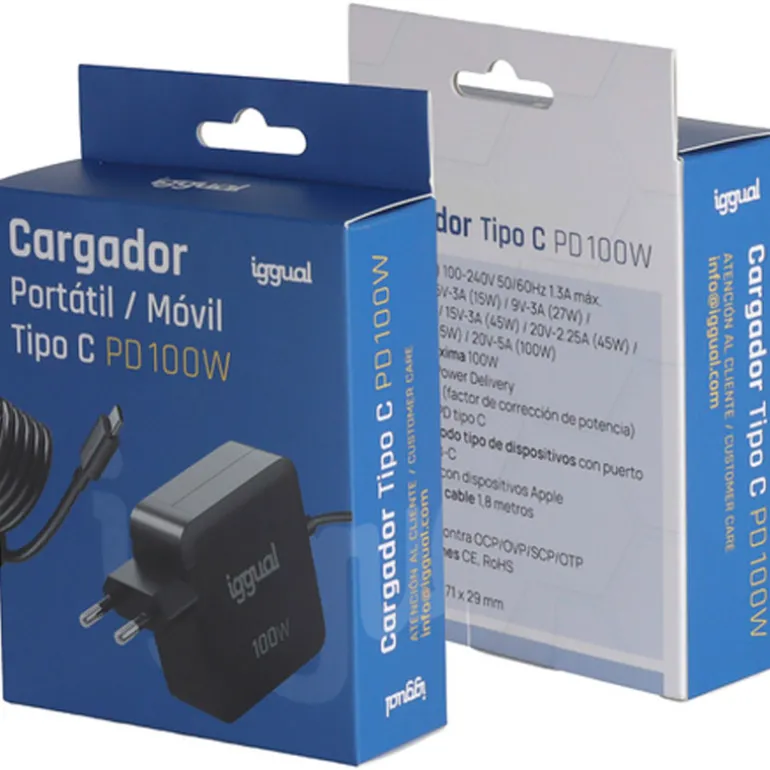 Cargador USB iggual Portátil Y Móvil Tipo C PD 100W
