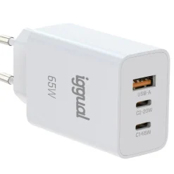 Cargador USB iggual Triple USB-A + 2 x Tipo C GaN 65W
