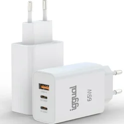 Cargador USB iggual Triple USB-A + 2 x Tipo C GaN 65W