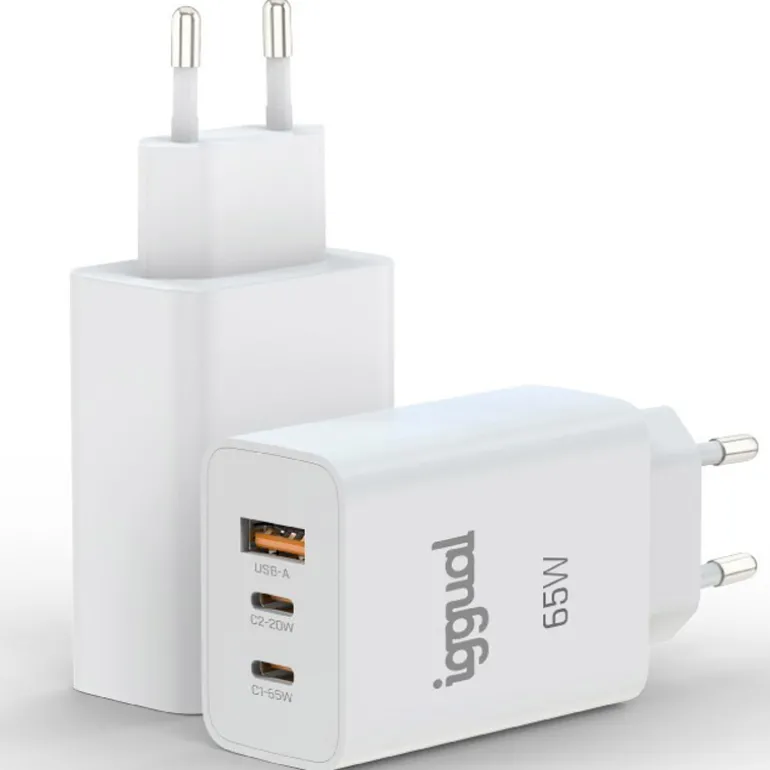 Cargador USB iggual Triple USB-A + 2 x Tipo C GaN 65W