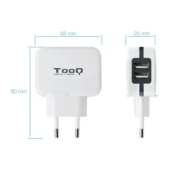 Cargador USB Tooq Pared USBx 2 Blanco