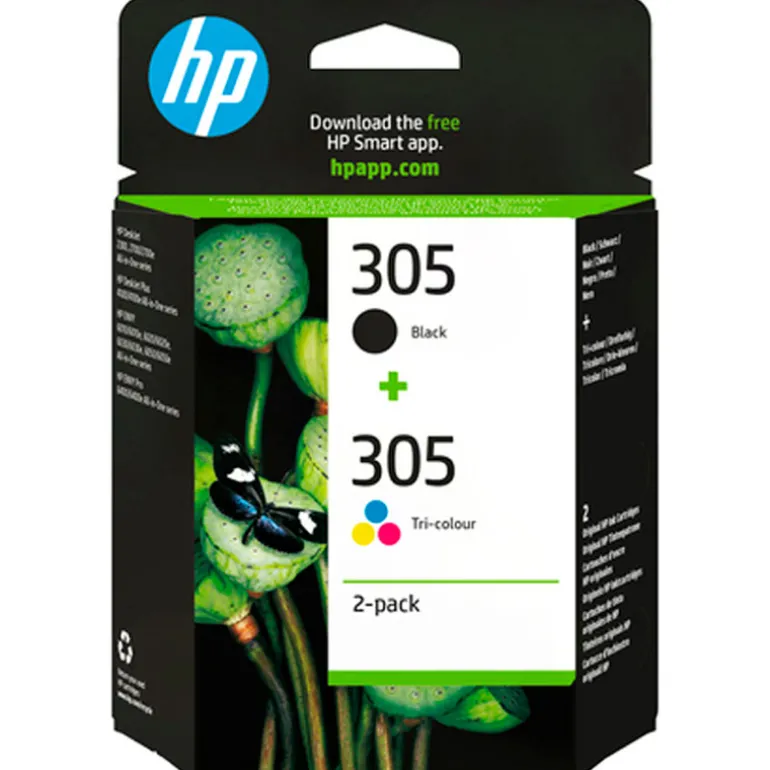 Cartucho Tinta HP Original 305 Tri-Color Pack 2 Negro