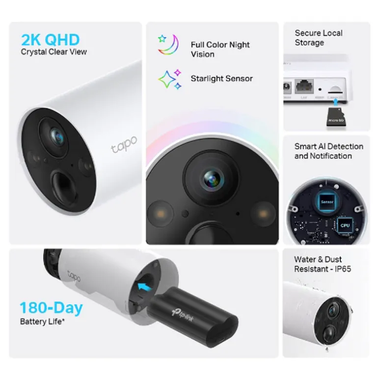 Cámara Videovigilancia TP-Link Tapo C420S2 2k QHD 2560x1400 px