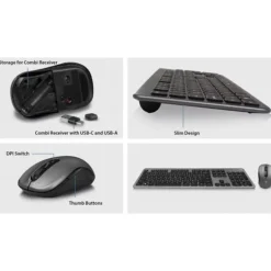 Combo Teclado/Ratón Ewent EW3272 Slim Inalámbrico Gris Negro